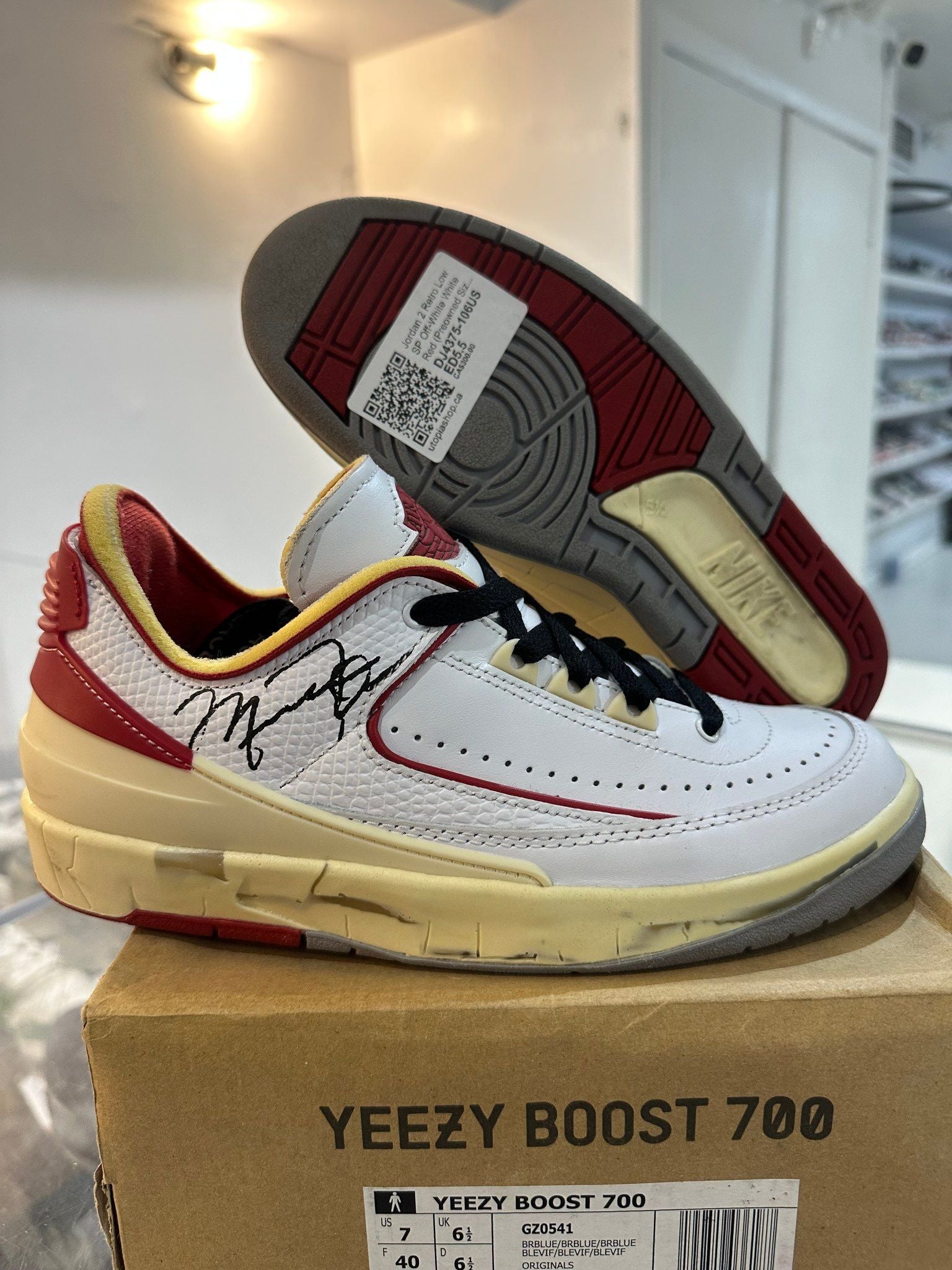 Jordan 2 Retro Low SP Off-White White Red - Pre-Owned Size 5.5