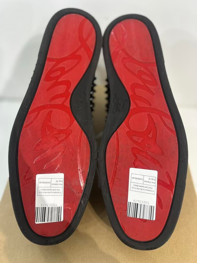 Christian Louboutin Louis Flat Calf Spikes Black - Pre-Owned Size 12