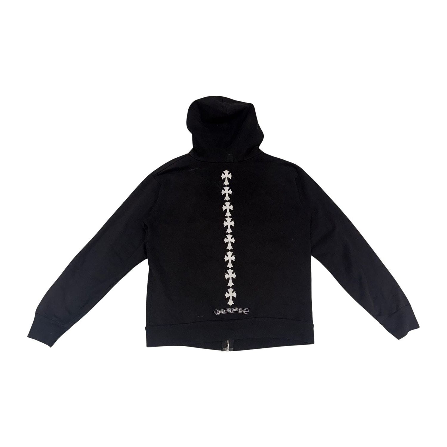Chrome Hearts Triple Cross Cemetery Spine Zip-Up Hoodie Black - Pre-Owned Size S