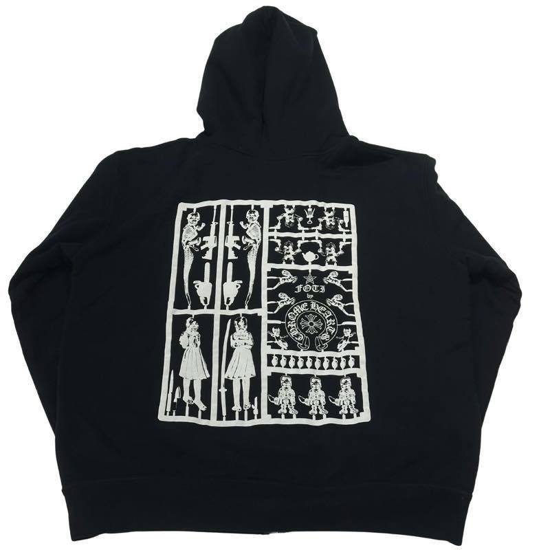 Chrome Hearts Foti Model Kit Parts Thermal Zip-Up Hoodie Black - Lightly Pre-Owned Size L