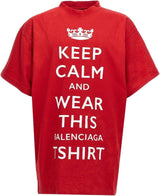Balenciaga Oversized Keep Calm Slogan T-Shirt Red