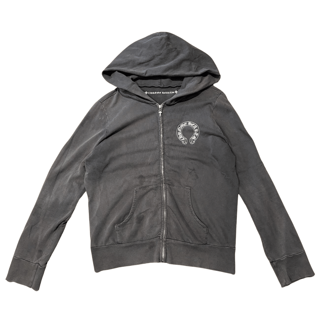 Chrome Hearts Friends and Family Exclusive Shoulder Floral Zip-Up Hoodie Grey - Lightly Pre-Owned Size S