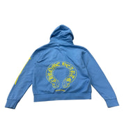 Chrome Hearts Miami Exclusive Yellow Triple Sword Horseshoe Pullover Hoodie Baby Blue - Pre-Owned Size M