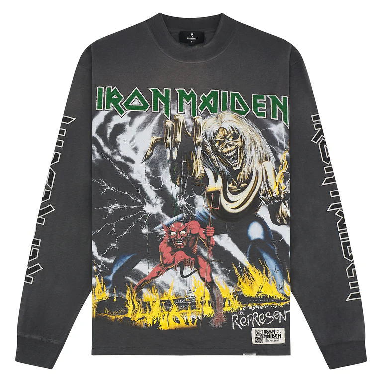 Represent x Iron Maiden Number Of Beast L/S T-Shirt Grey