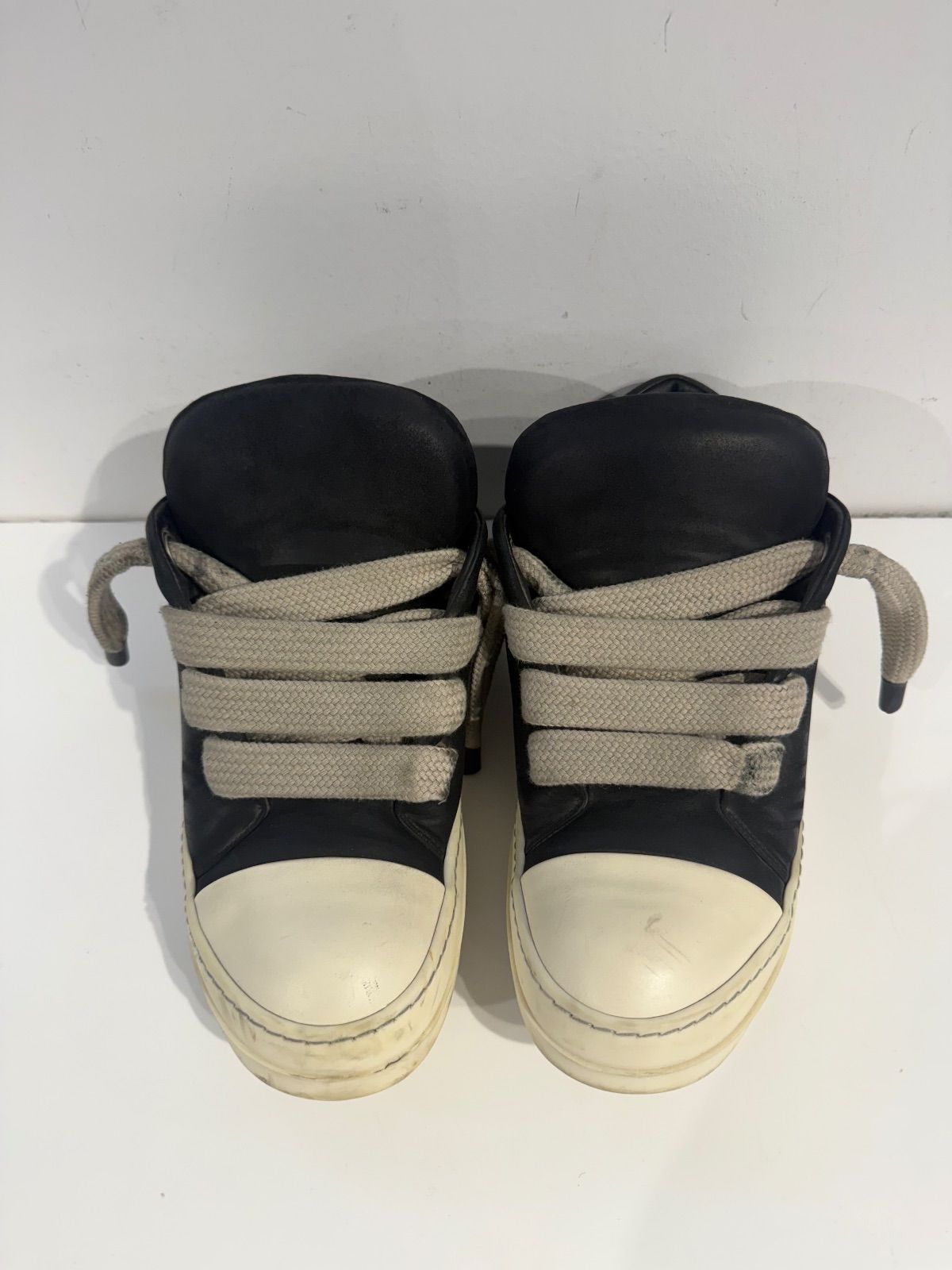 Rick Owens Jumbo Lace Leather Ramones Low Top Sneaker - Pre-Owned Size 10 (No original box)