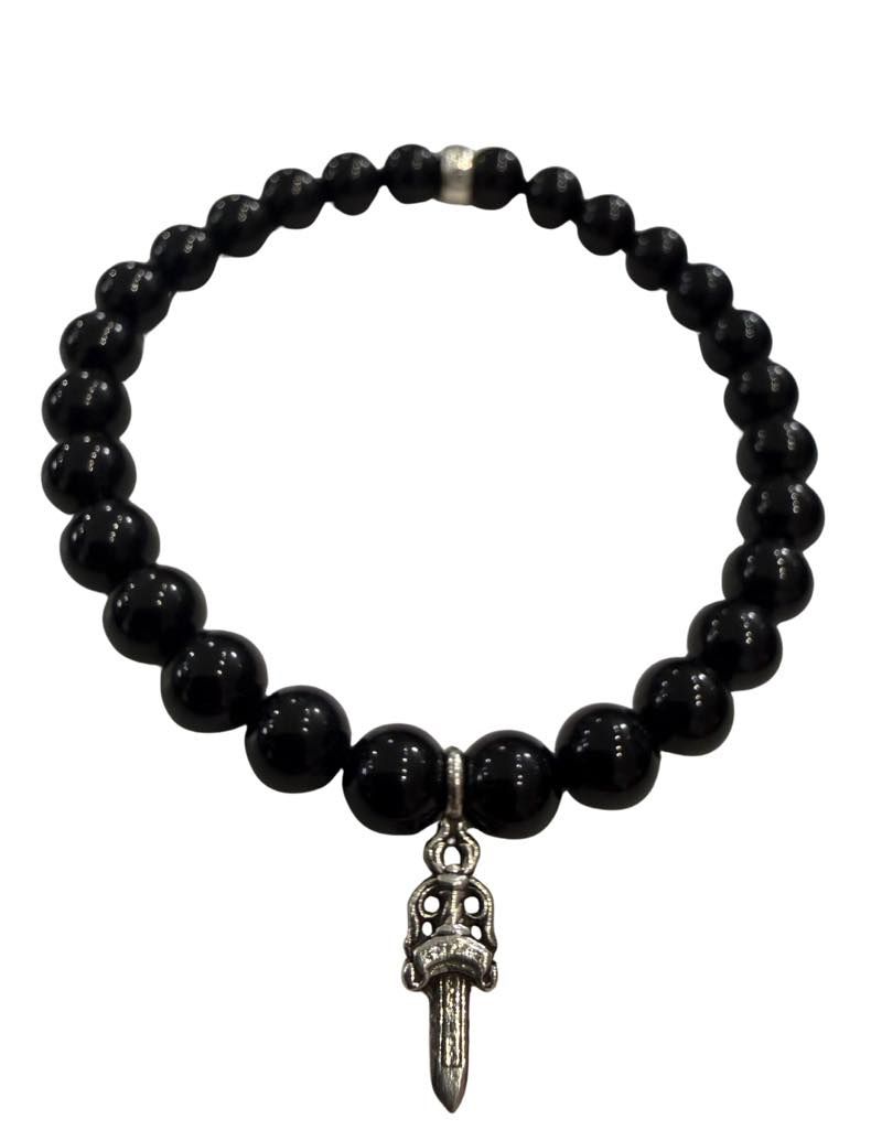Chrome Hearts Dagger Charm Bead Bracelet Black - Lightly Used
