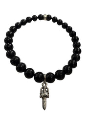 Chrome Hearts Dagger Charm Bead Bracelet Black - Lightly Used