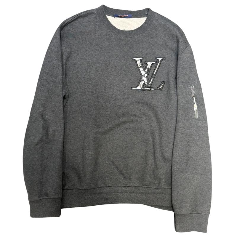 Louis Vuitton 3D Padded Embroidered Crewneck Grey - Lightly Used XL