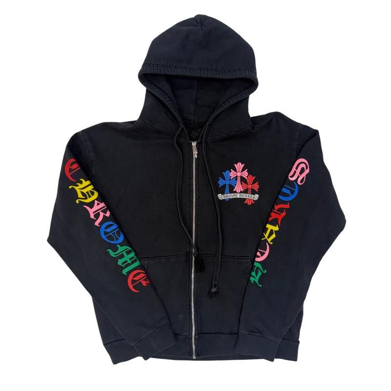 Chrome Hearts Multi Color Cross Cemetery Zip-Up Hoodie Black - Pre
