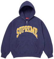 Supreme Cracked Raglan Zip Up Hooded Sweatshirt Washed Navy