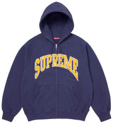 Supreme Cracked Raglan Zip Up Hooded Sweatshirt Washed Navy