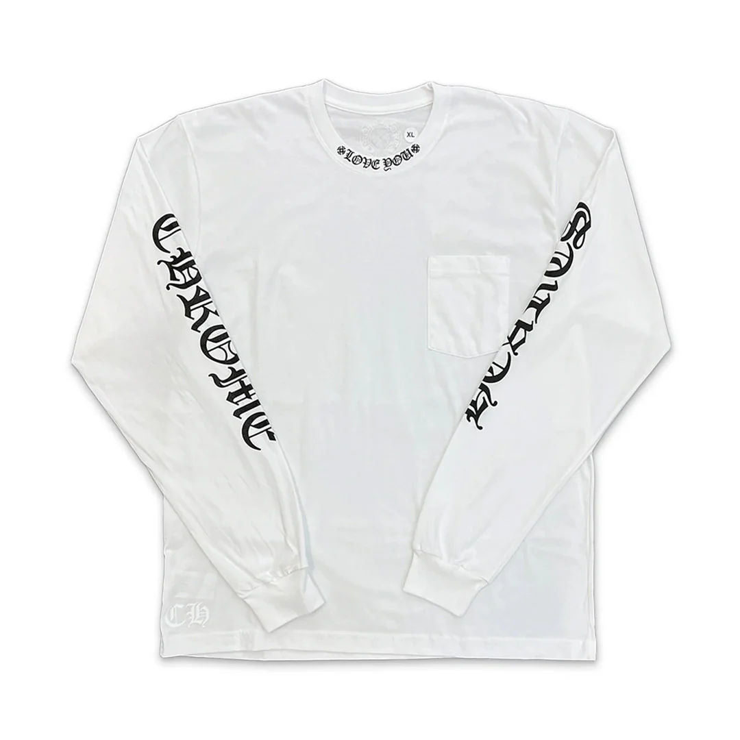 Chrome Hearts Love You Neck Logo Letters Sleeve L/S T-Shirt White