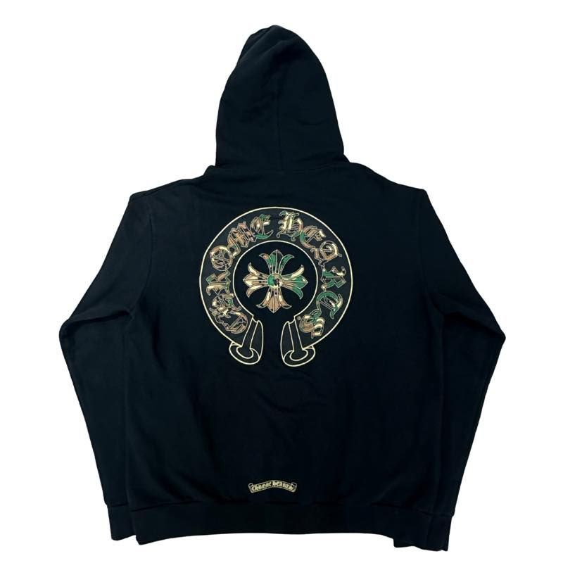 Chrome Hearts Camo Triple Cross Horseshoe Pull Over Hoodie Black - Pre-Owned Size M