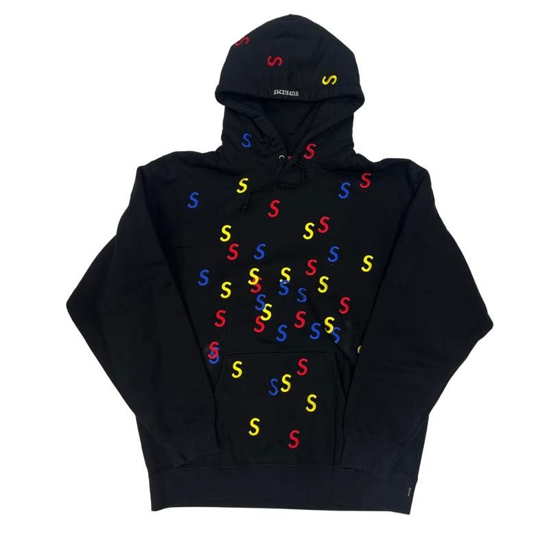 Supreme Embroidered S Hooded Sweatshirt Black - Pre-Owned Size L
