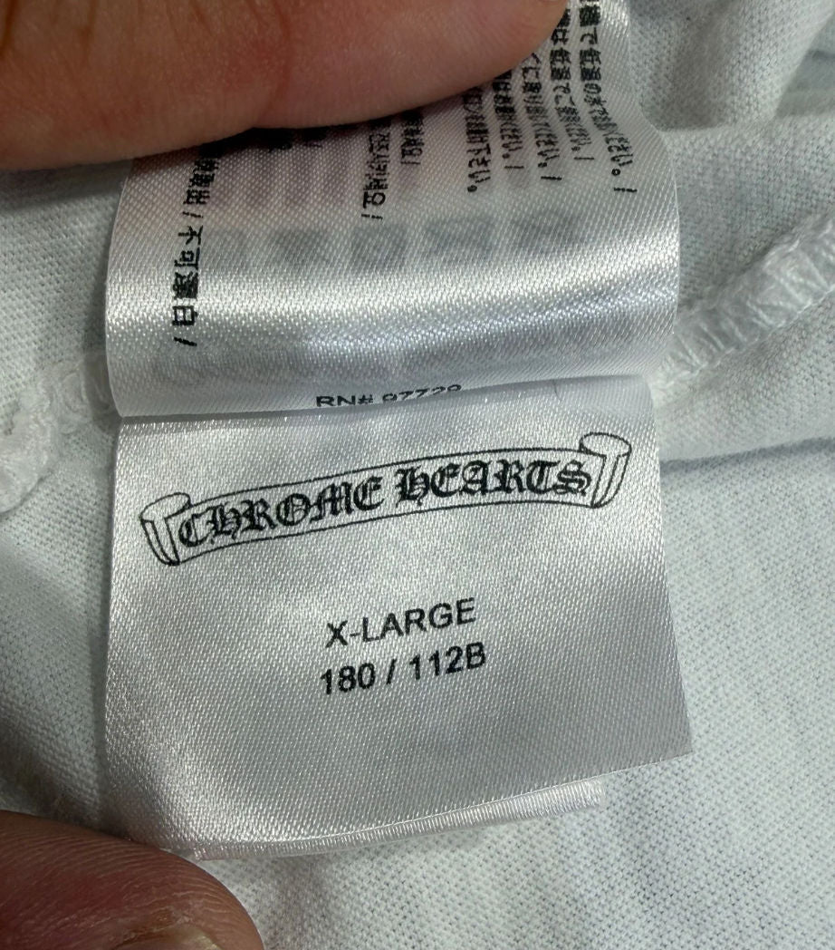 Chrome Hearts Pink Horseshoe Logo Tee White - Lightly Pre-Owned Size XL