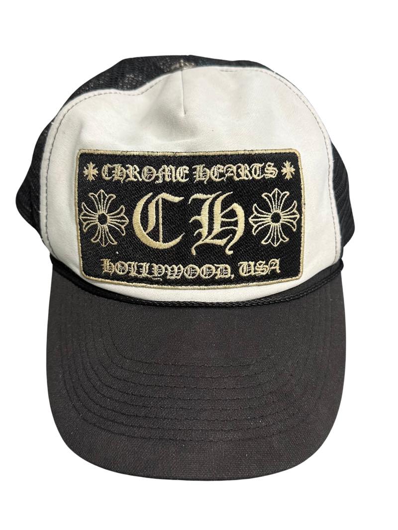 Vintage 90s Chrome Hearts CH Hollywood Trucker Black/White - Pre-Owned