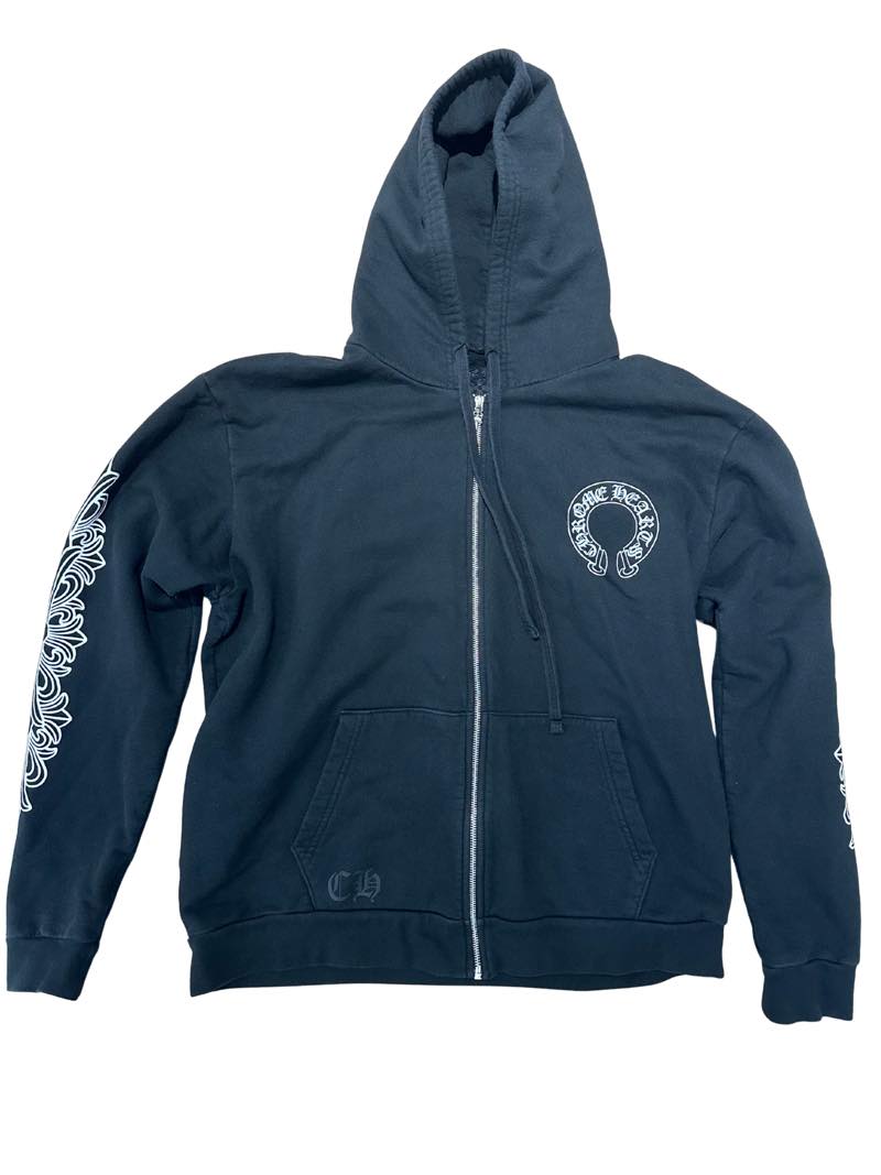Chrome Hearts Floral Horseshoe Logo Zip Up Hoodie Black - Worn Once Size L