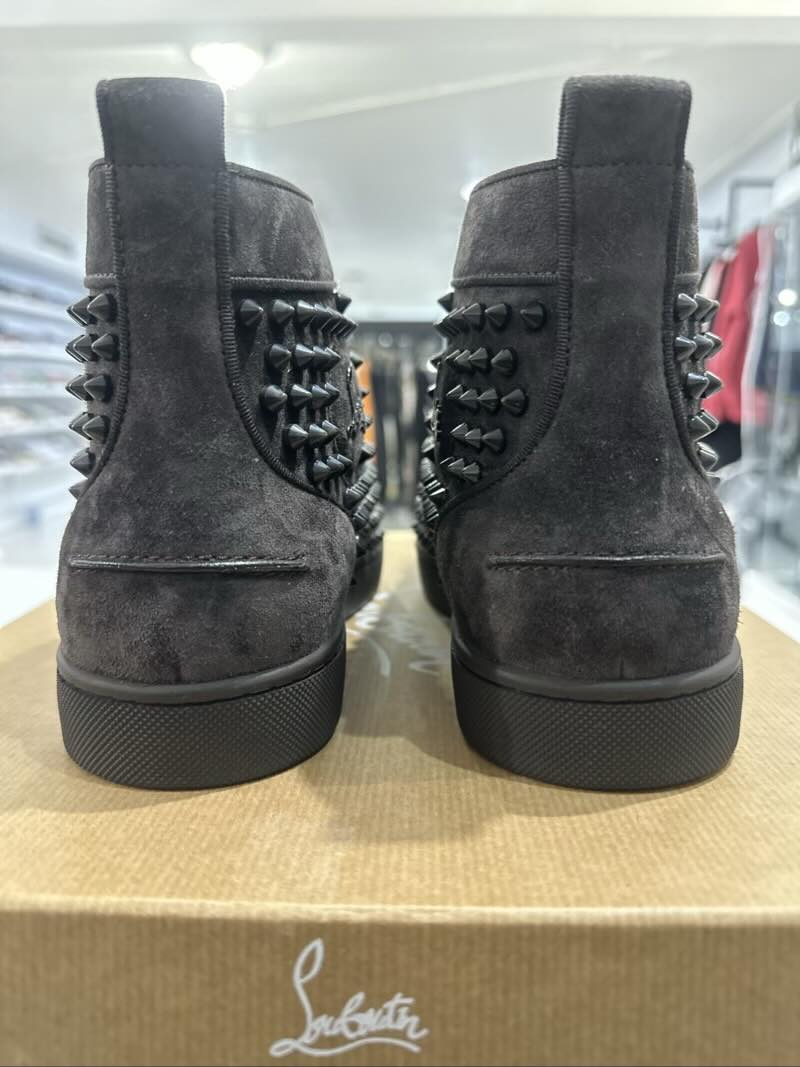 Christian Louboutin Louis Flat Veau Velour High-Top Brown - Pre-Owned Size 9