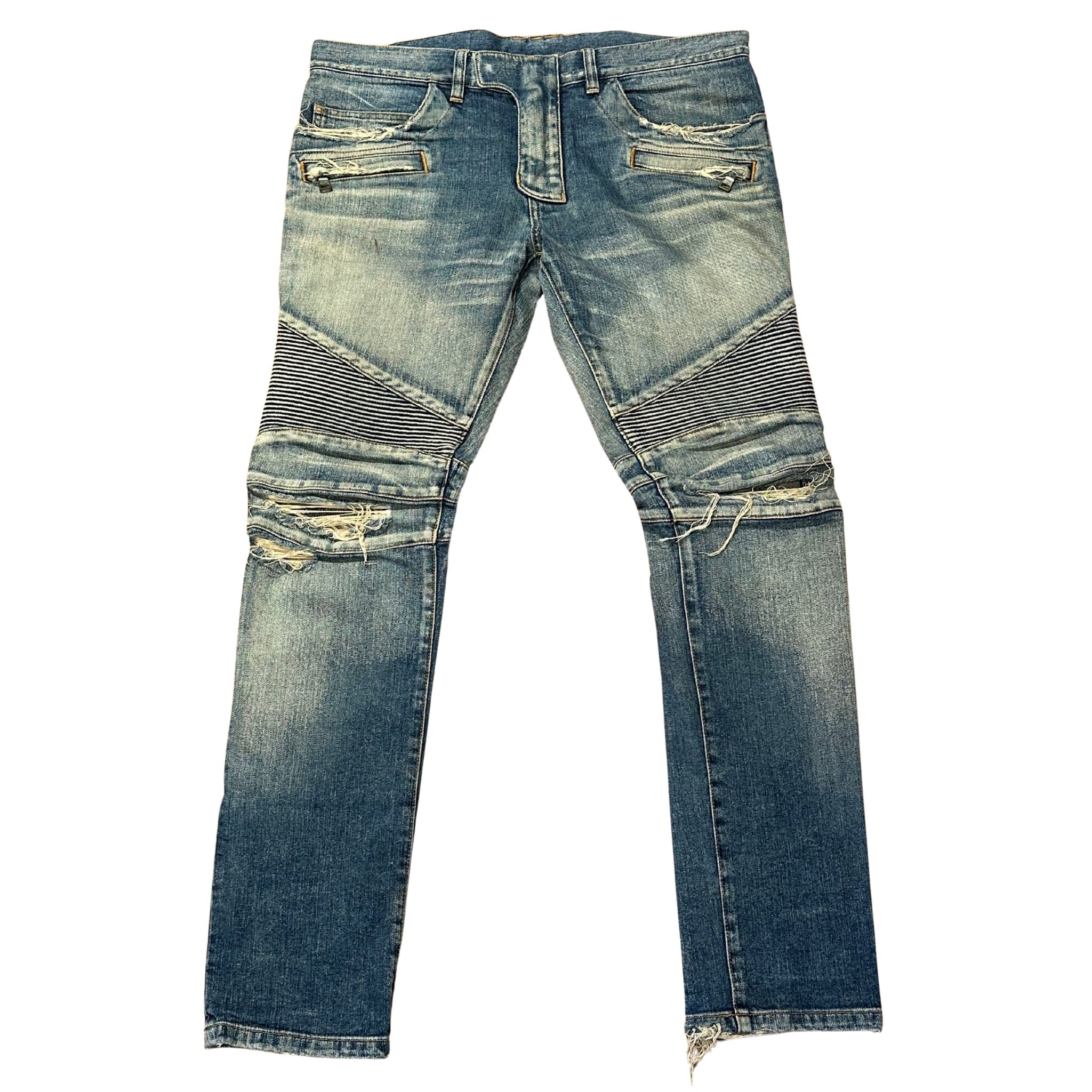 Balmain Blue Biker Jeans (Preowned size 36) - Pre-Owned