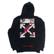 Off-White Flames Global Warming Pullover Hoodie Black - Pre-Owned Size S