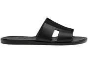 Hermes Izmir Sandal Noir Canvas Calfskin Leather - Lightly Pre-Owned Size 8