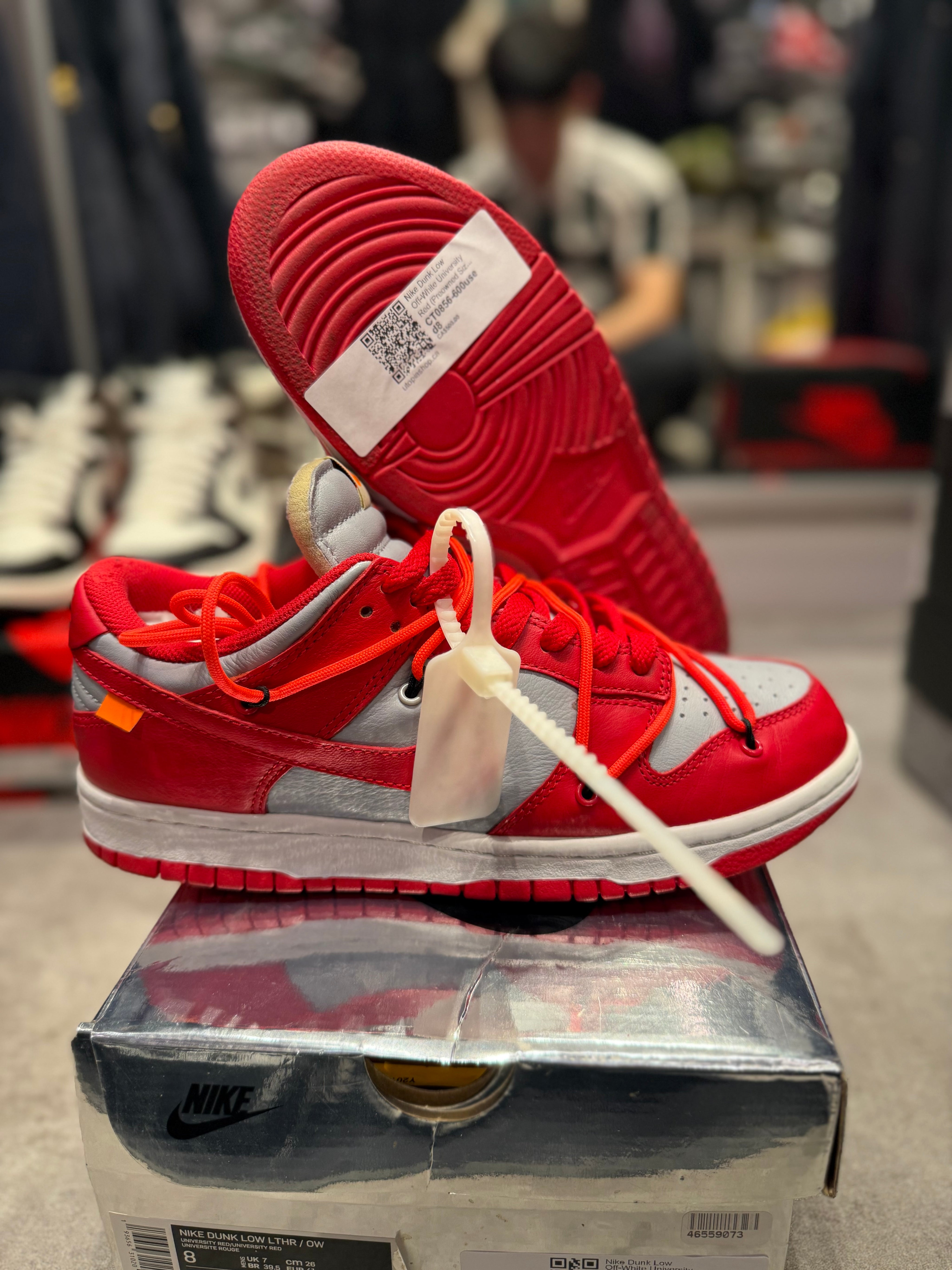 Nike Dunk Low Off-White University Red (Preowned Size 8)