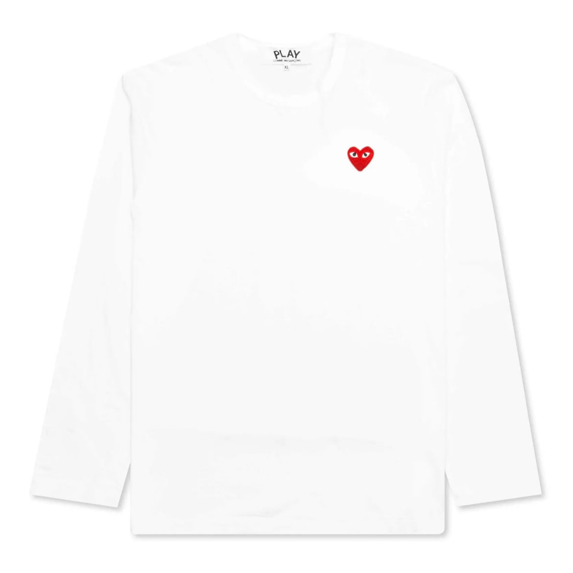 CDG COMME DES GARÃ‡ONS PLAY SINGLE HEART LONG SLEEVE WHITE