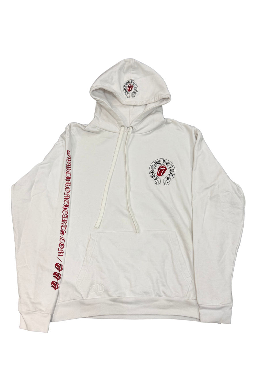 Chrome Hearts Rolling Stones Online Exclusive Pullover Hoodie White - Lightly Pre-Owned Size XL
