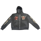 Awoken Dreams V4 Varsity Zip-Up Hoodie Grey