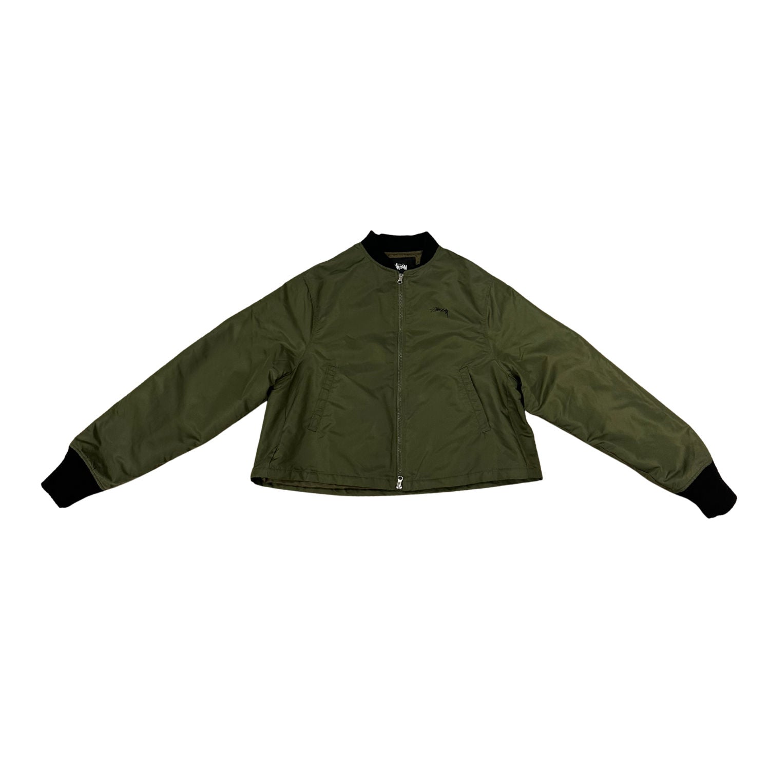 Stussy Olive Black Bomber Jacket - Pre-Owned Size S