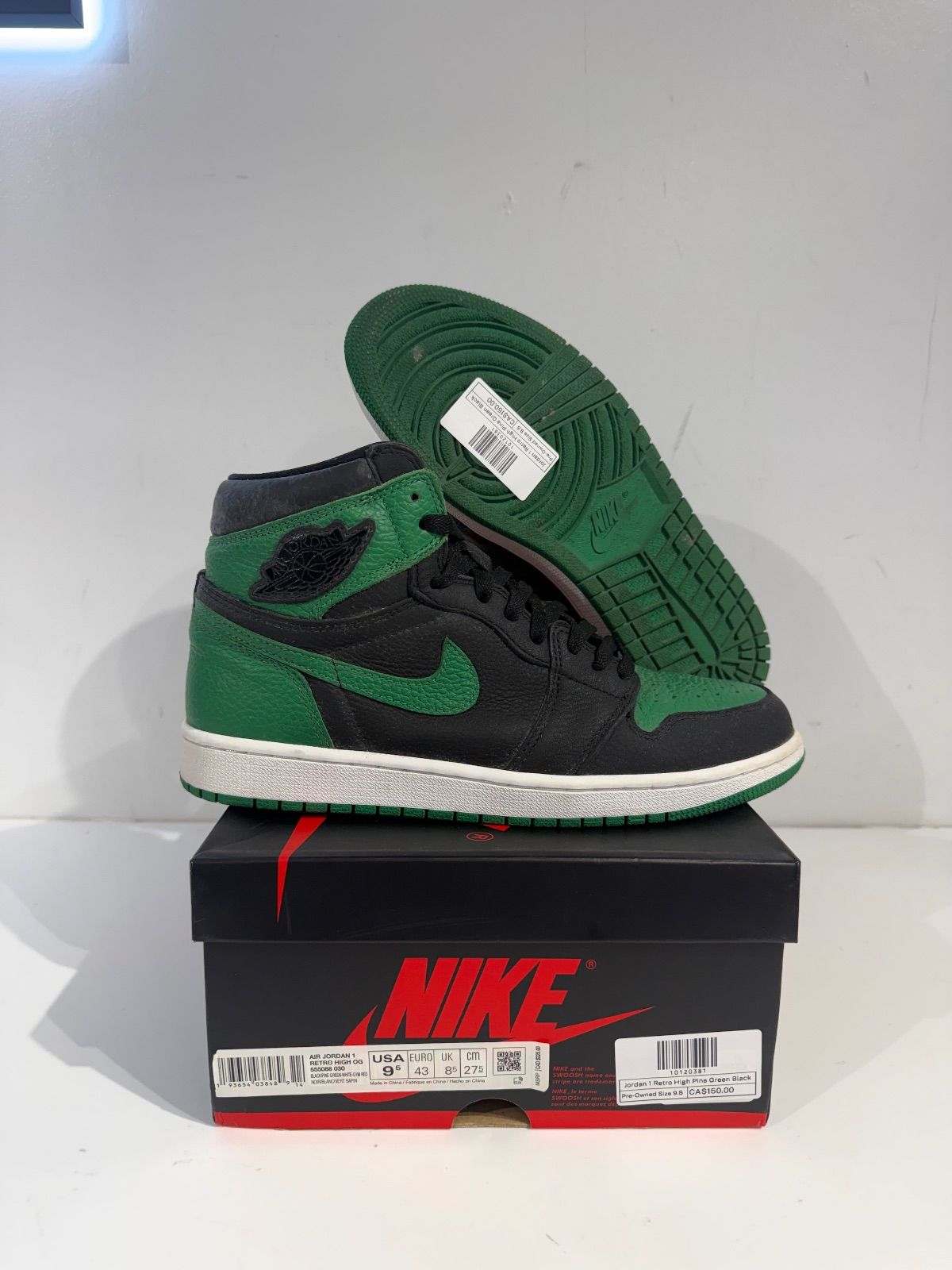 Jordan 1 Retro High Pine Green Black - Pre-Owned Size 9.5