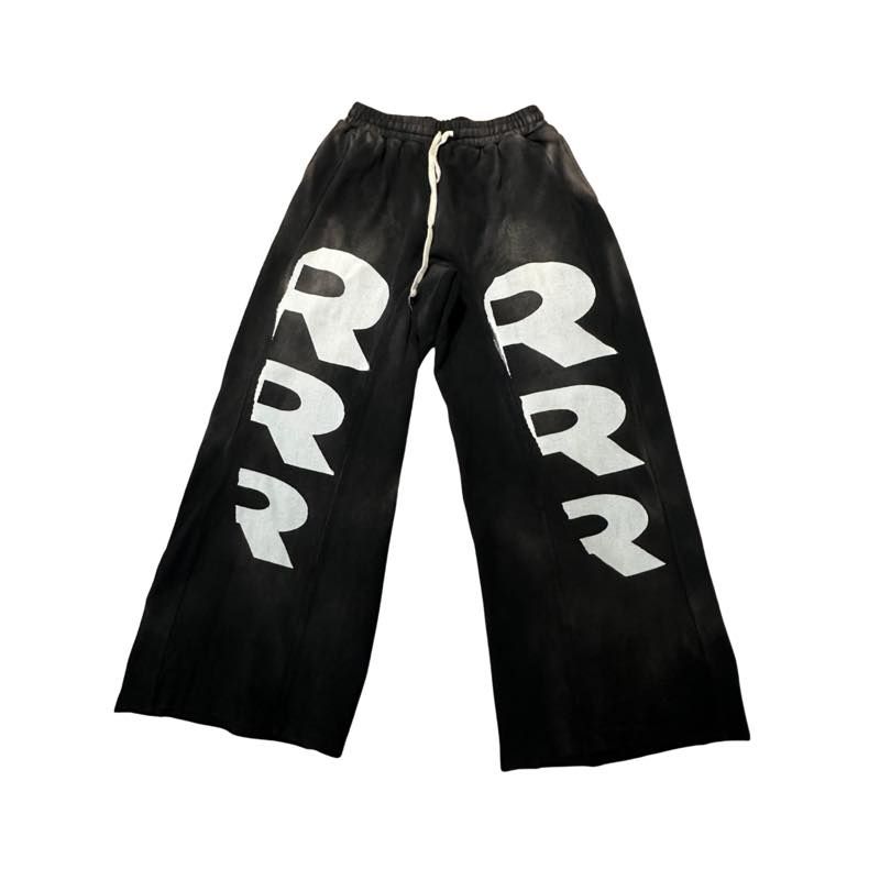 Rivington Roi Rebis Faster Flight Wide-Leg Logo Print Sweatpants Black - Pre-Owned Size XL