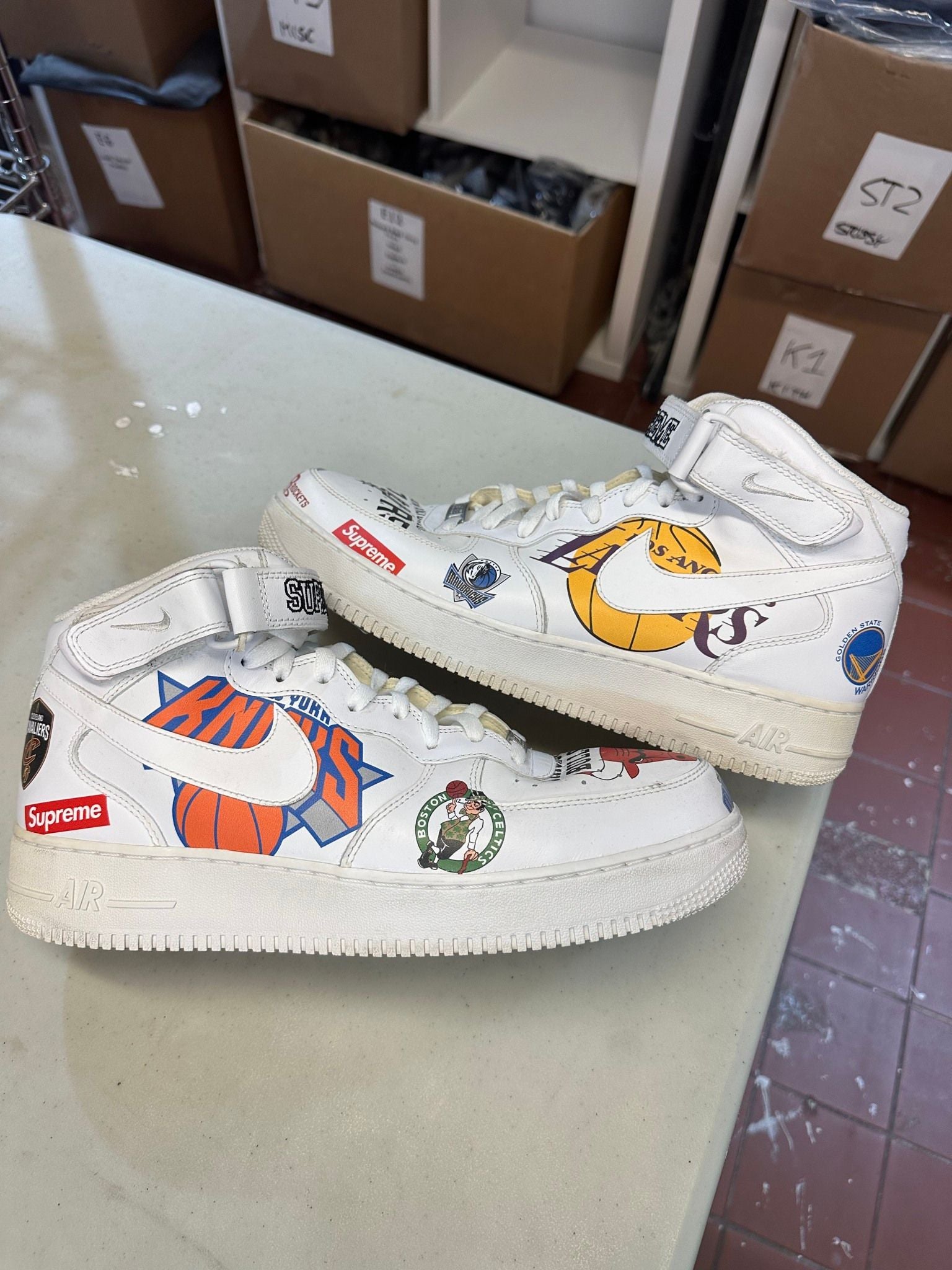 Nike Air Force 1 Mid Supreme NBA White - Pre-Owned Size 12 (No original box)