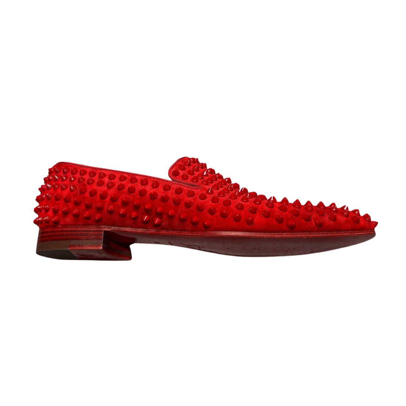 Christian Louboutin Dandelion Spikes Flat Veau Velour Red - Pre-Owned Size 41