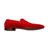 Christian Louboutin Dandelion Spikes Flat Veau Velour Red - Pre-Owned Size 41