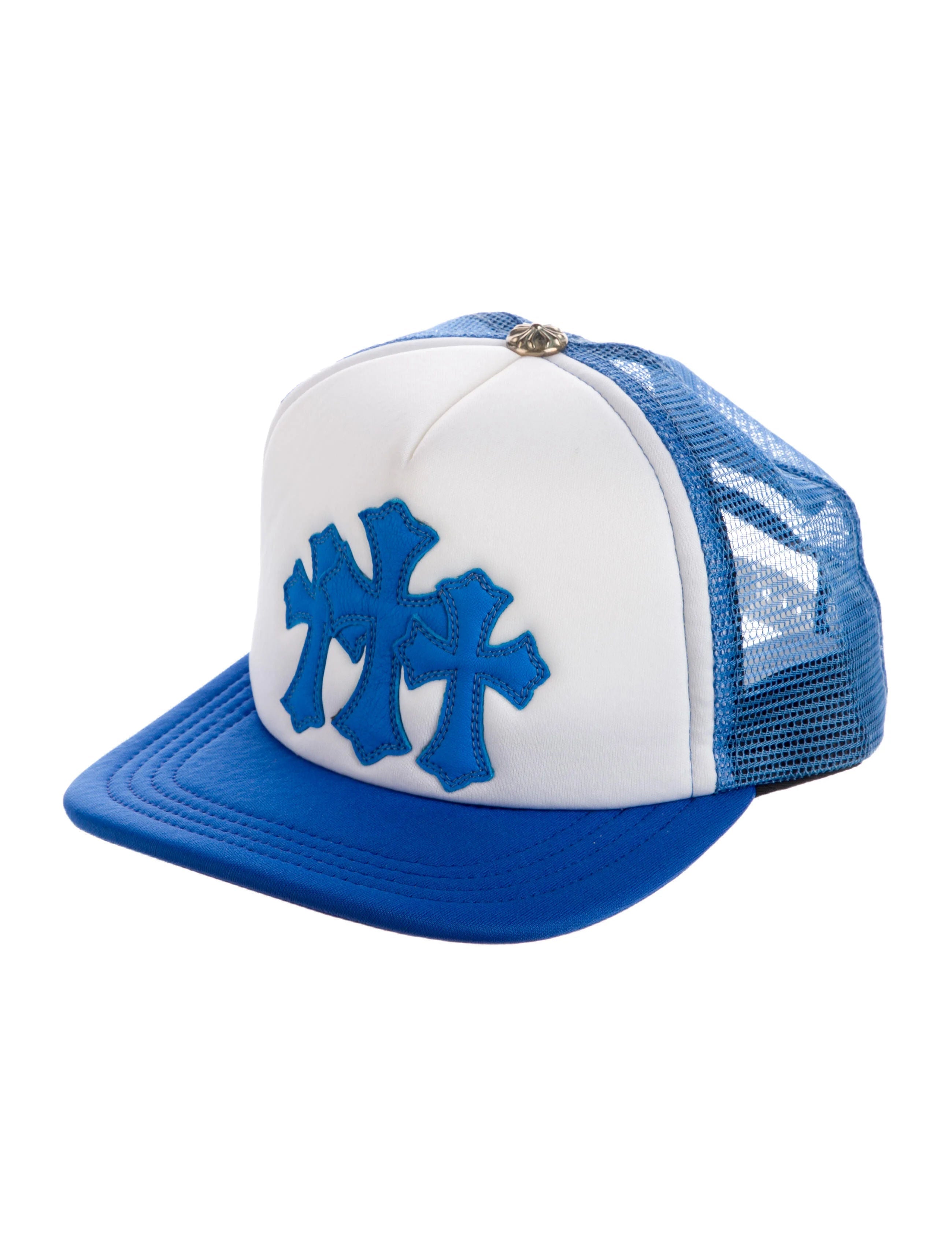 Chrome Hearts Cemetery Triple Cross Trucker Hat Blue