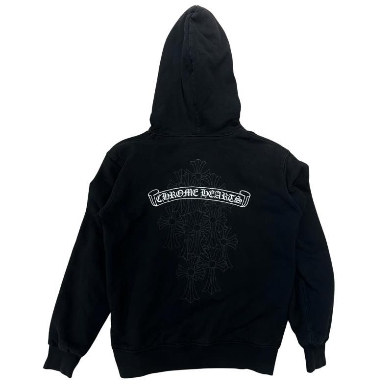 Chrome Hearts Tonal Cemetery Scroll Thermal Zip-Up Hoodie Black - Pre-Owned