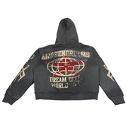 Awoken Dreams V4 Varsity Zip-Up Hoodie Grey