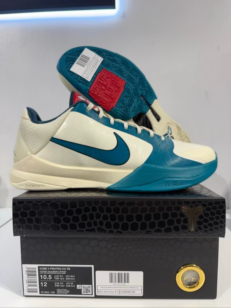 Nike Kobe 5 Protro Caitlin Clark Coconut Milk Spruce - Worn Once Size 10.5