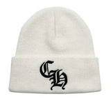 Chrome Heart CH Embroidered Beanie White