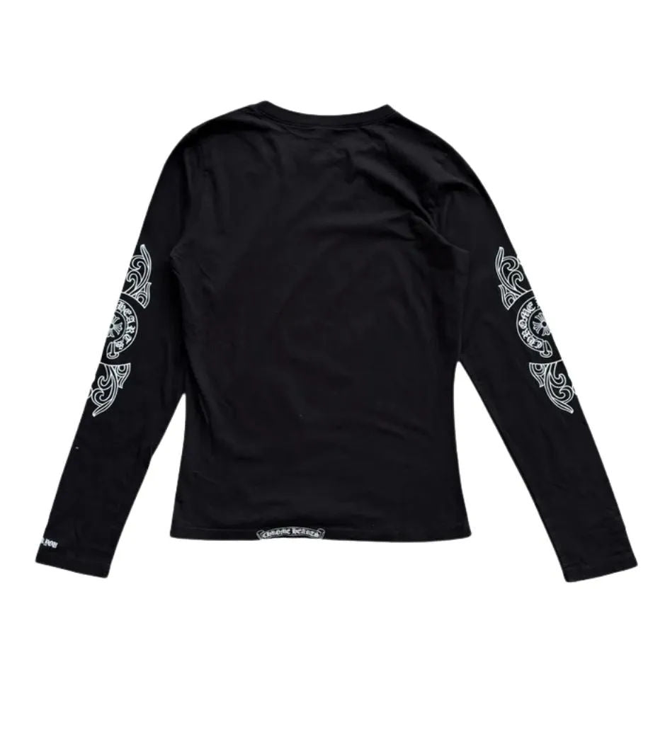 Chrome Hearts Vintage Horseshoe Floral Sleeve L/S T-Shirt Black