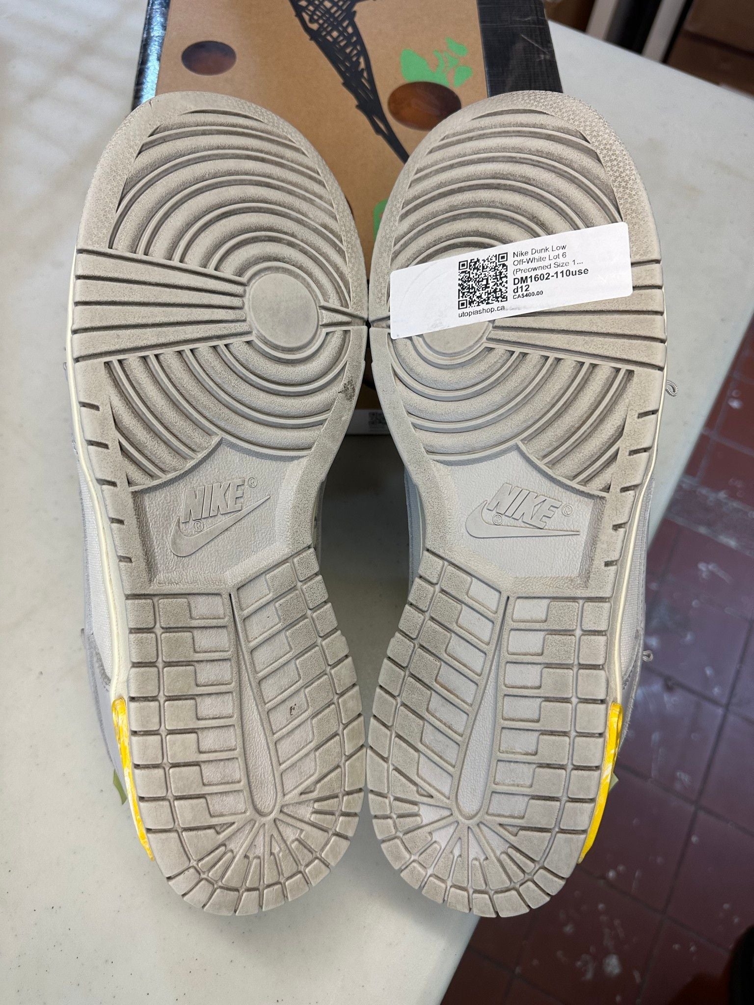 Nike Dunk Low Off-White Lot 6 (No Rope Laces) - Pre-Owned Size 12