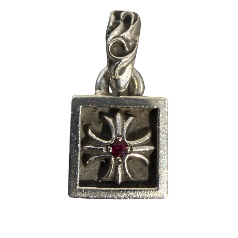 Chrome Hearts CH Plus Ruby Framed Pendant - Lightly Used
