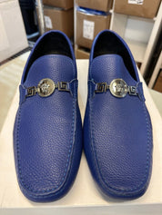 Versace Greca Medusa Leather Loafers Blue Leather - Pre-Owned Size 47