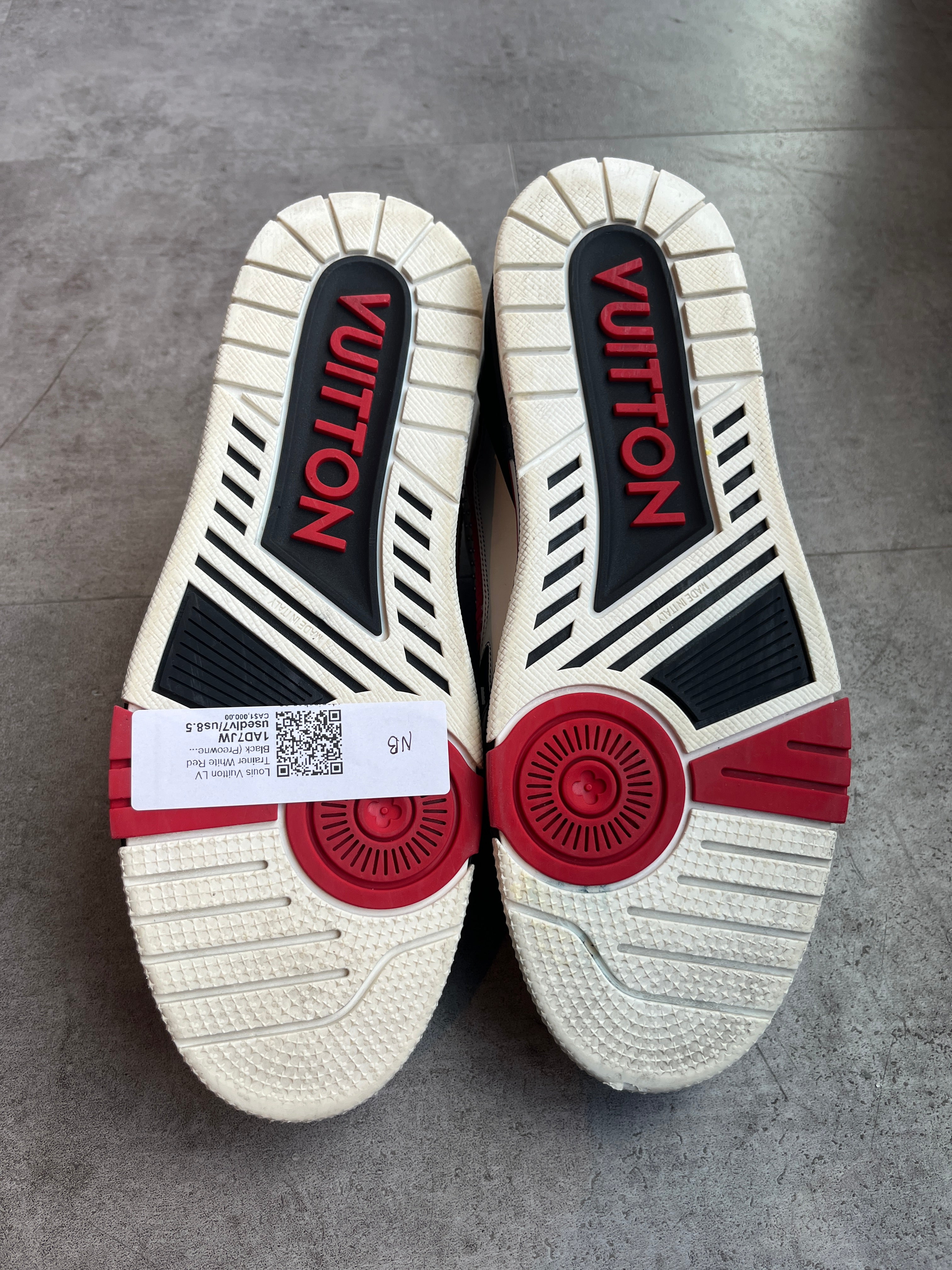 Louis Vuitton LV Trainer White Red Black (Preowned Size LV7/US8.5