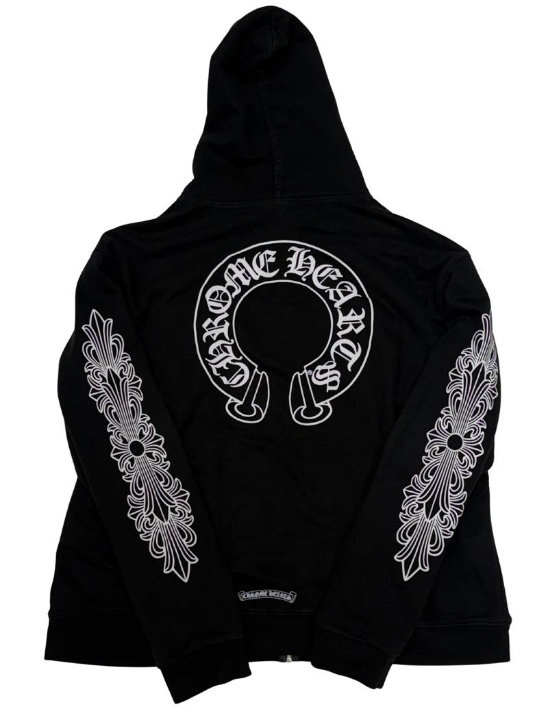 Chrome Hearts Thermal Floral Horseshoe Zip-Up Hoodie Black - Lightly Used Size XL