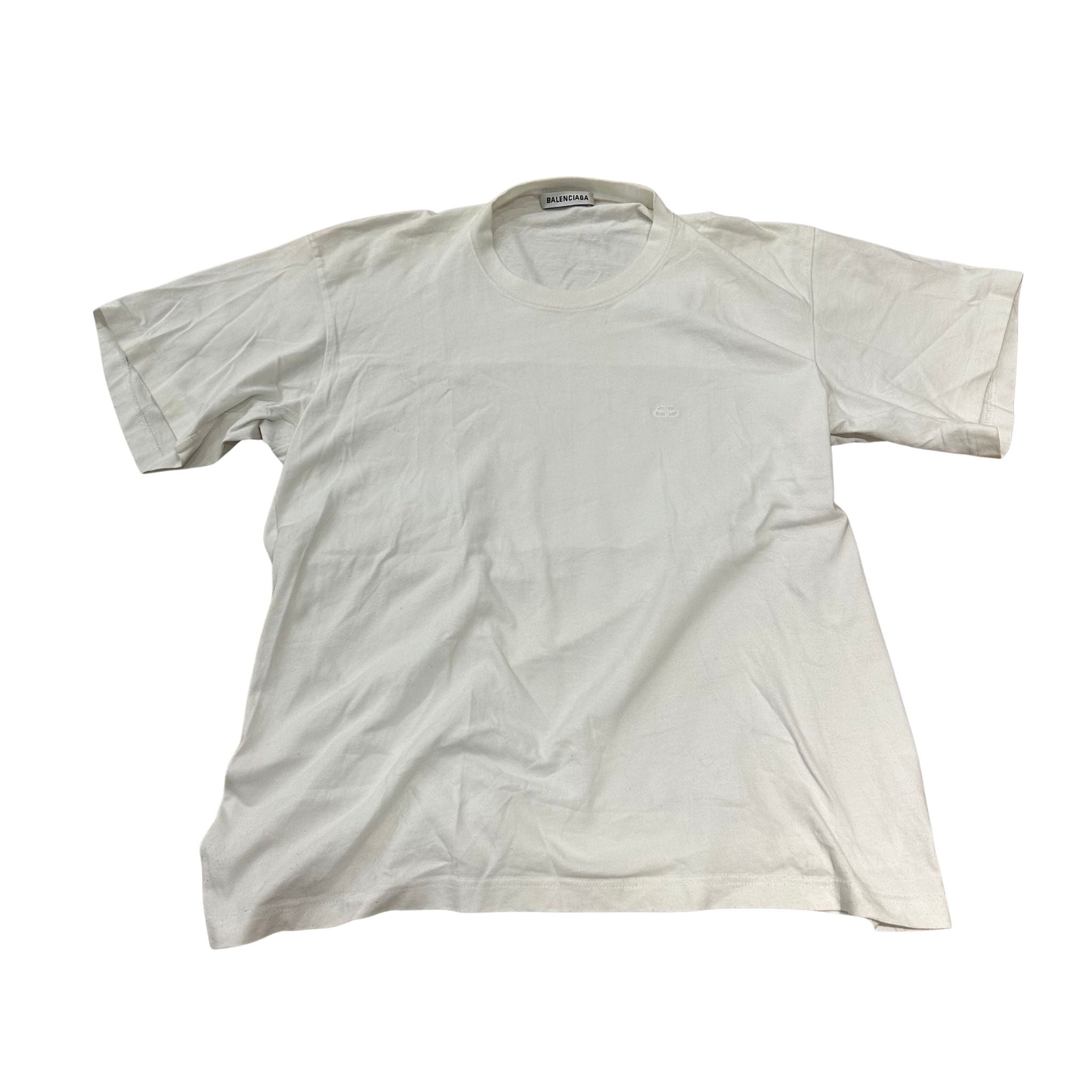 Balenciaga BB Chest Logo T-Shirt White (Preowned Size XS, Fits S) - Pre-Owned
