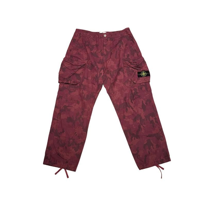 Supreme Stone Island Reactive Ice Camo Ripstop Cargo Pant Red - Pre-Owned Size 36