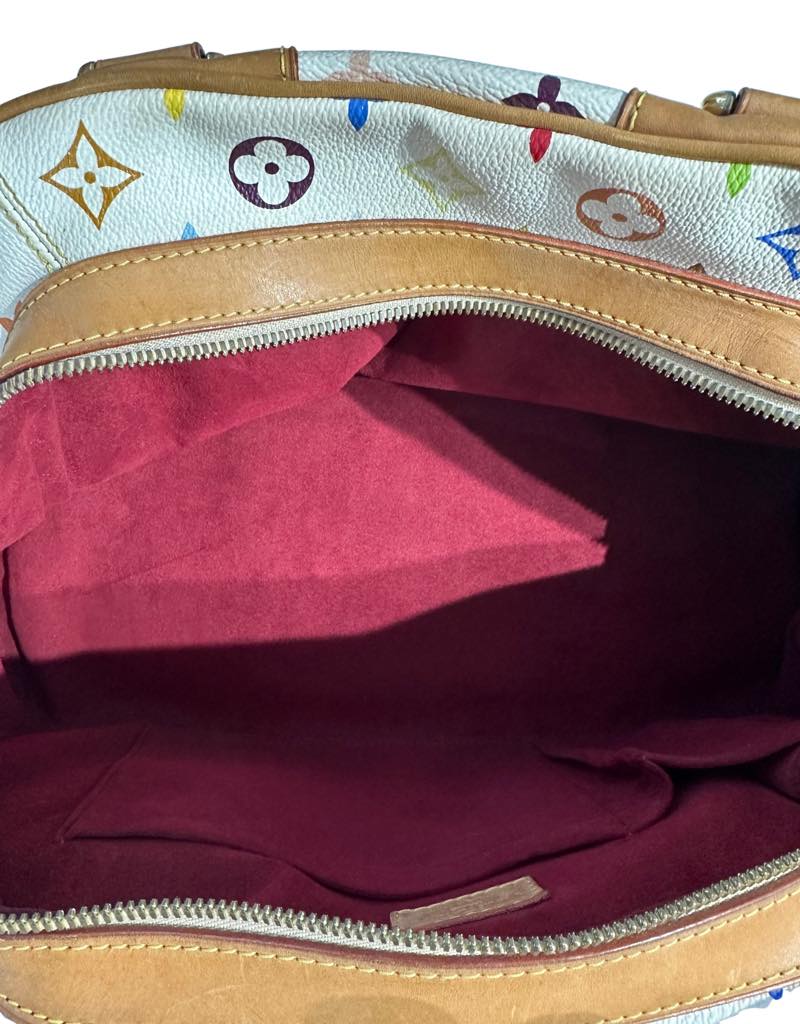 Louis Vuitton Claudia Shoulder Bag MM Brown White Canvas Leather Murakami Multicolore Monogram - Pre-Owned