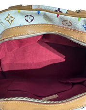 Louis Vuitton Claudia Shoulder Bag MM Brown White Canvas Leather Murakami Multicolore Monogram - Pre-Owned